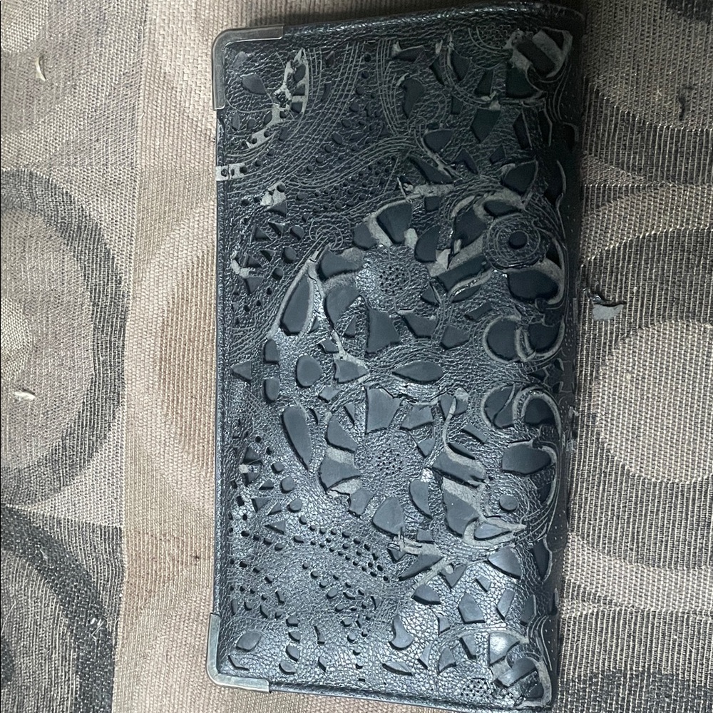 Aldo Black Floral Cutout Wallet